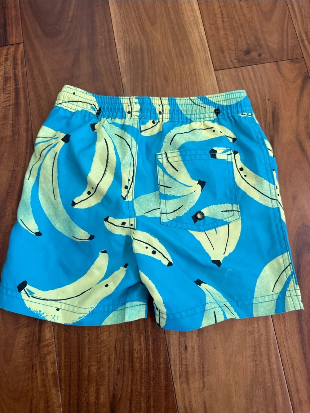 Blue Banana-Print Kids Swim Shorts